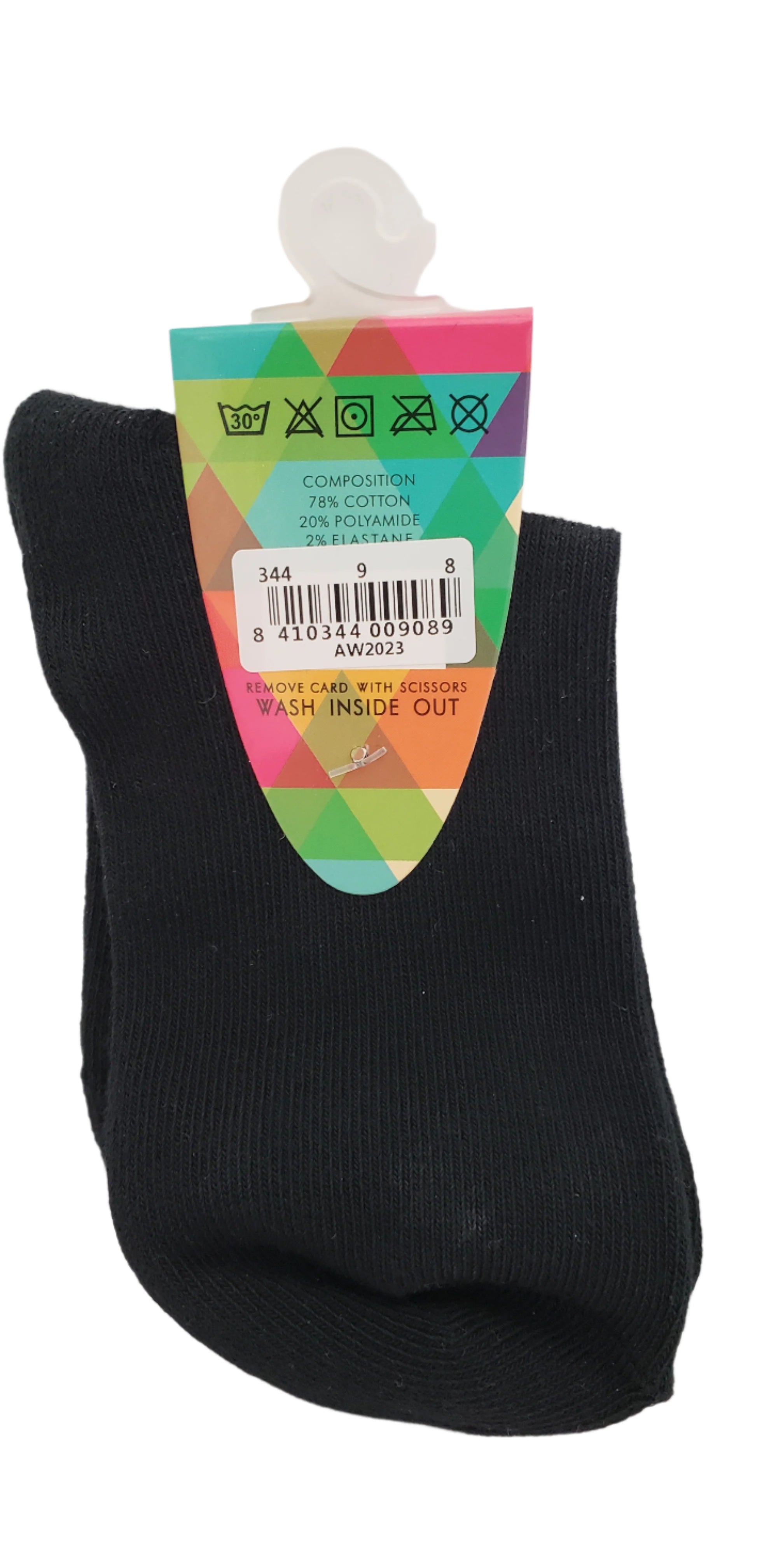 Zubii Ankle Socks:344-9-0 Crew Socks Black