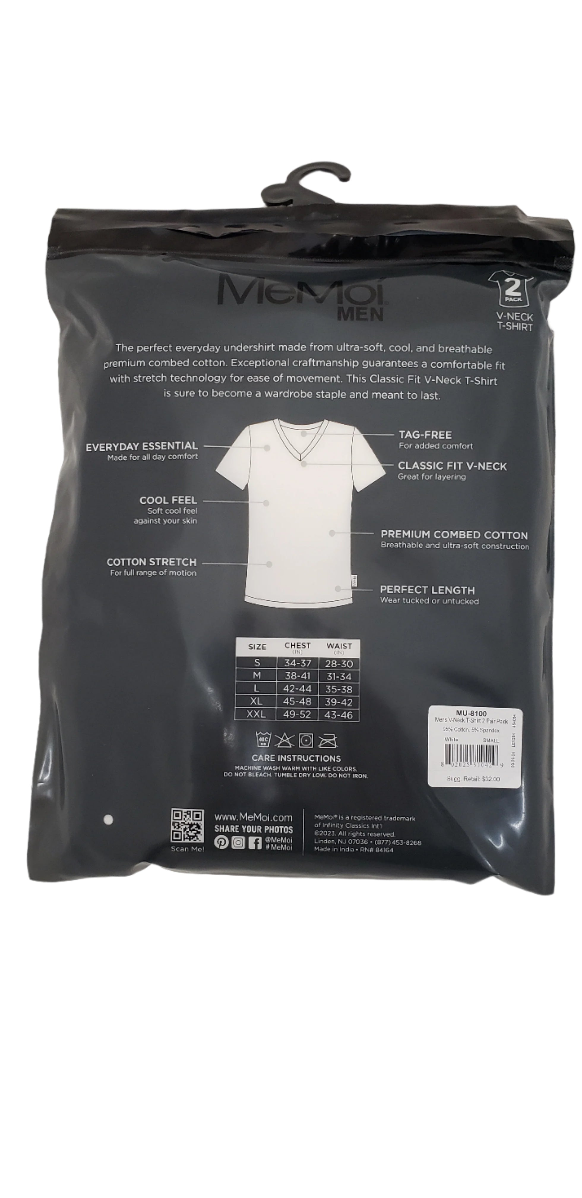 MeMoi V-Neck Undershirts - 2 Pack