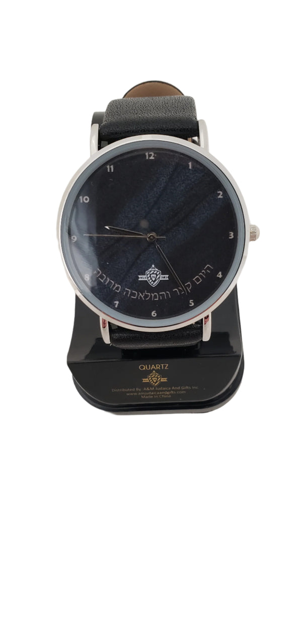 WATCH BLACK HANDLE BLACK AND WHITE FACE SILVER RIM KOTEL 59987