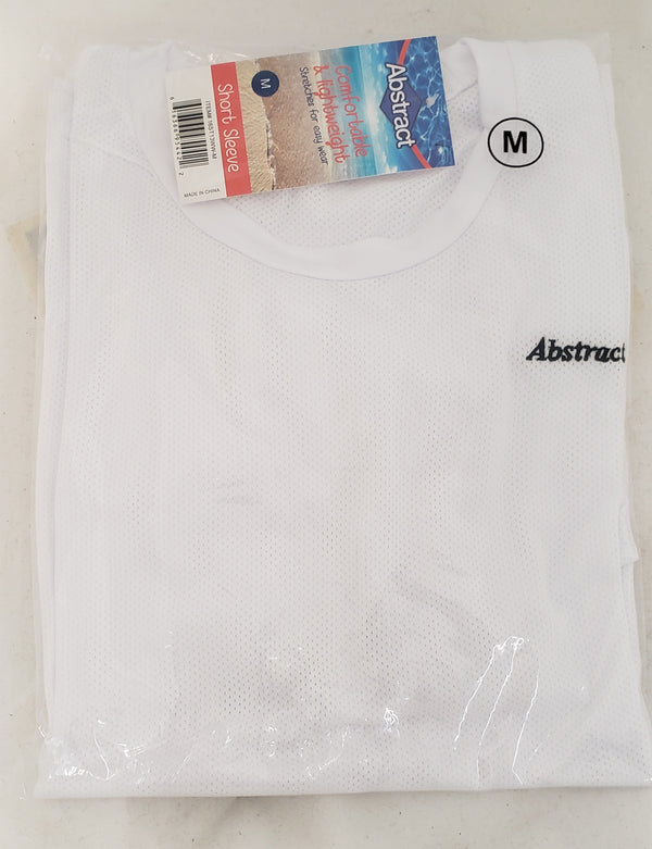 ABSTRACT SHORT SLEEVED SWIM TOP WHITE & WHITE TRIM 16ST13WW