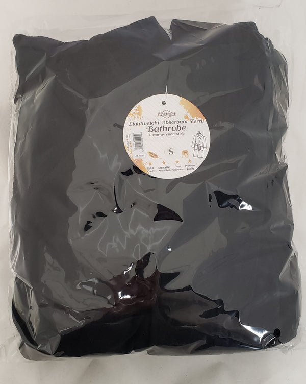 MENS THIN BATHROBE - SOLID BLACK