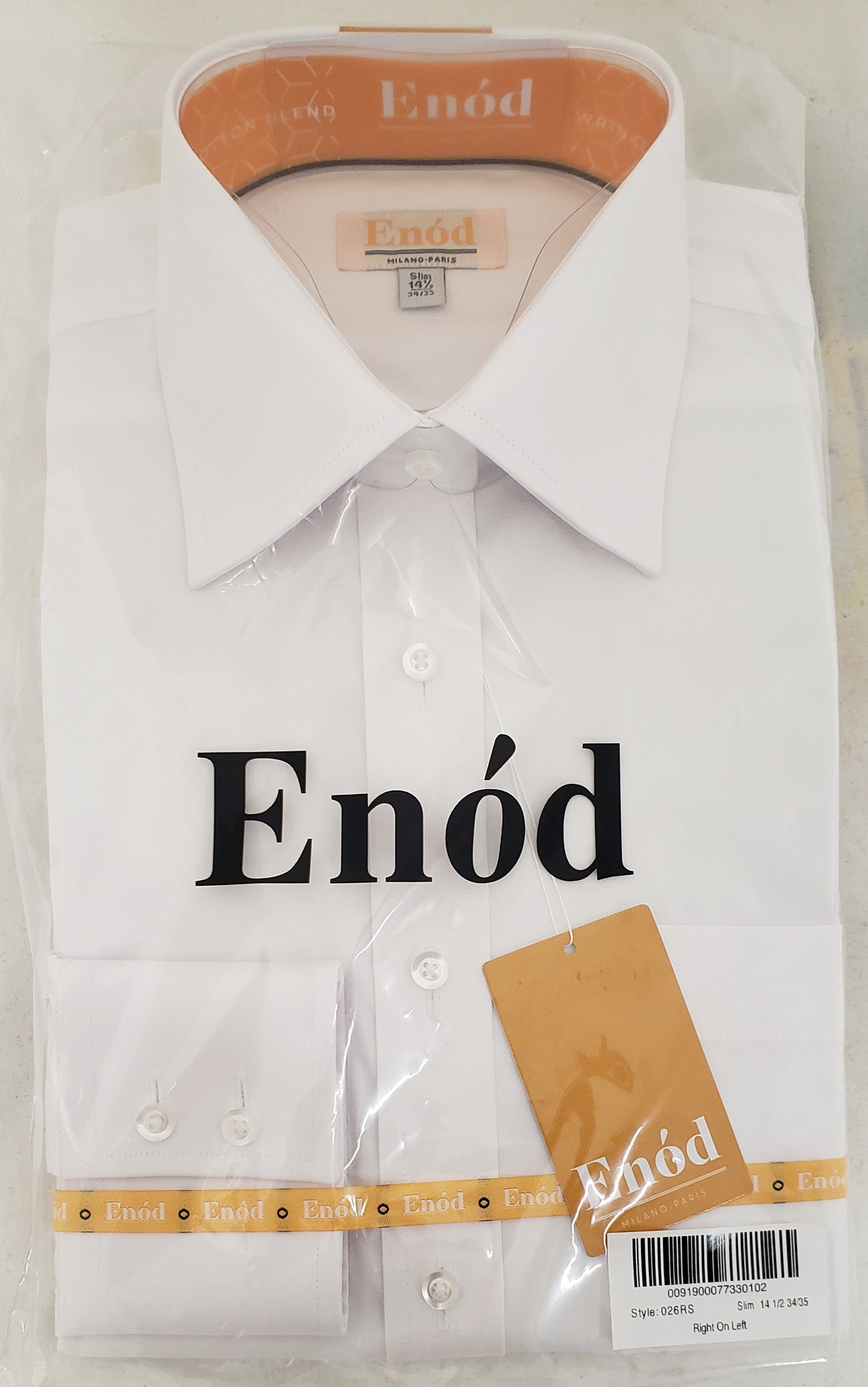 Enod Mens Orange Label Shirt -Poly Cotton Chassidish (R/L) Slim Fit 026RS