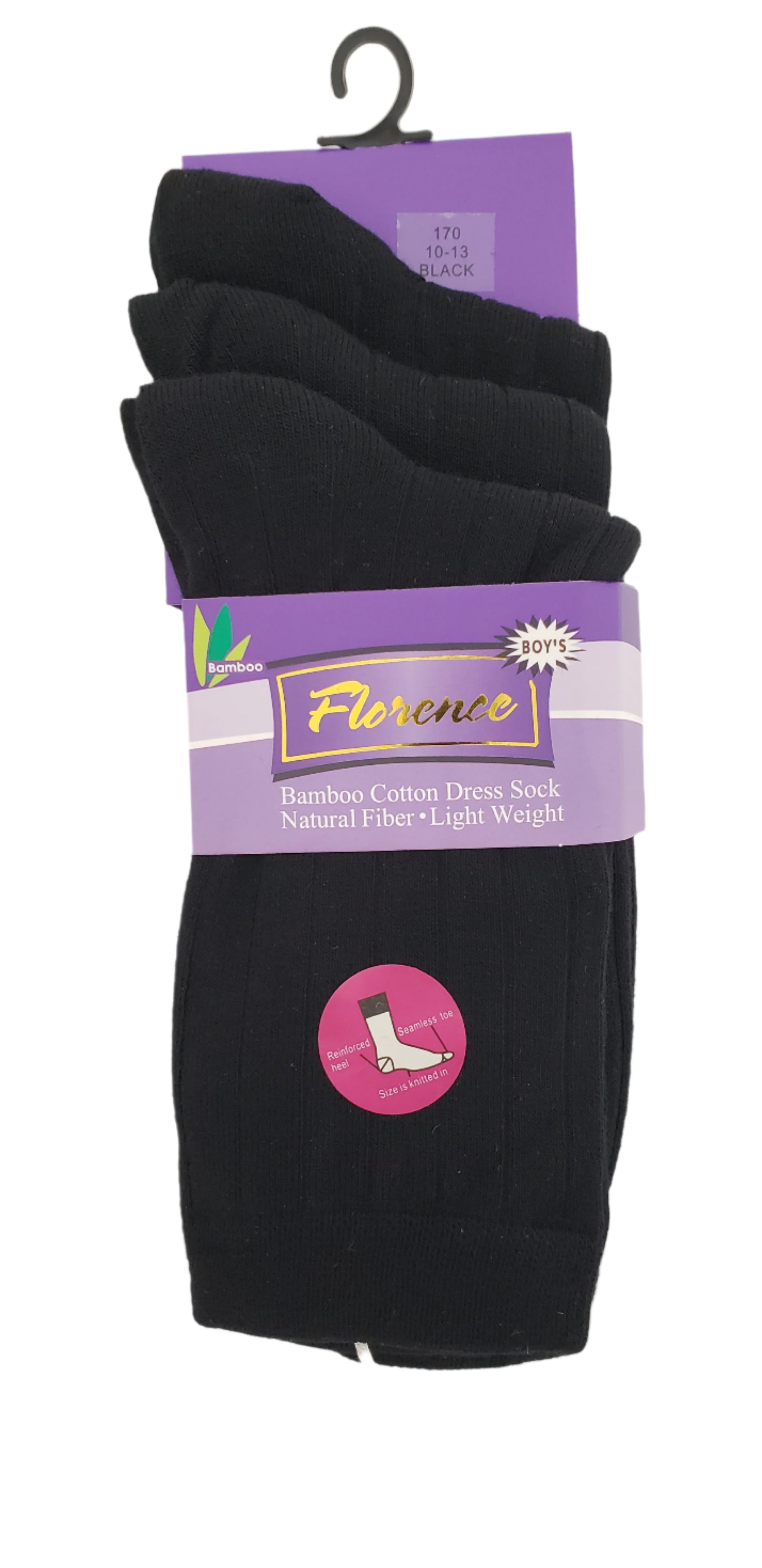 FLORENCE Boys Ribbed 3pk Black 170