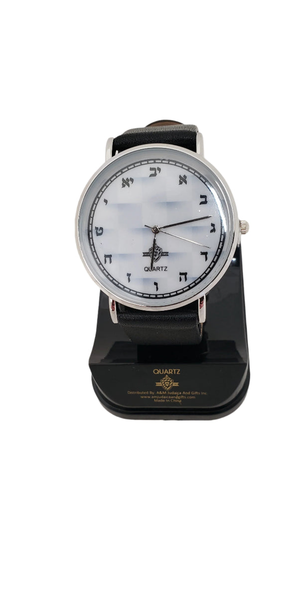 WATCH BLACK HANDLE BLACK AND WHITE FACE SILVER RIM 59732