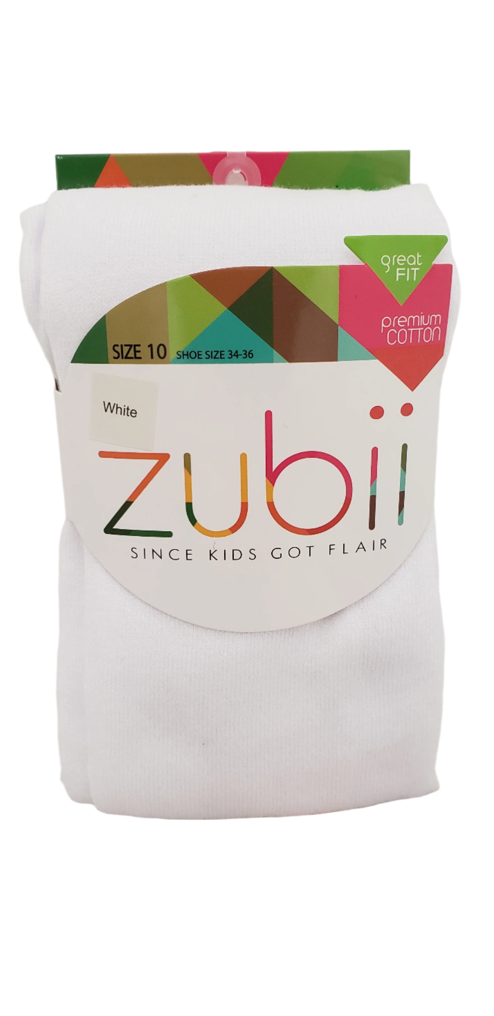 Zubii Girls Flat Tights:110-5-00 Cotton Flat Tights WHITE