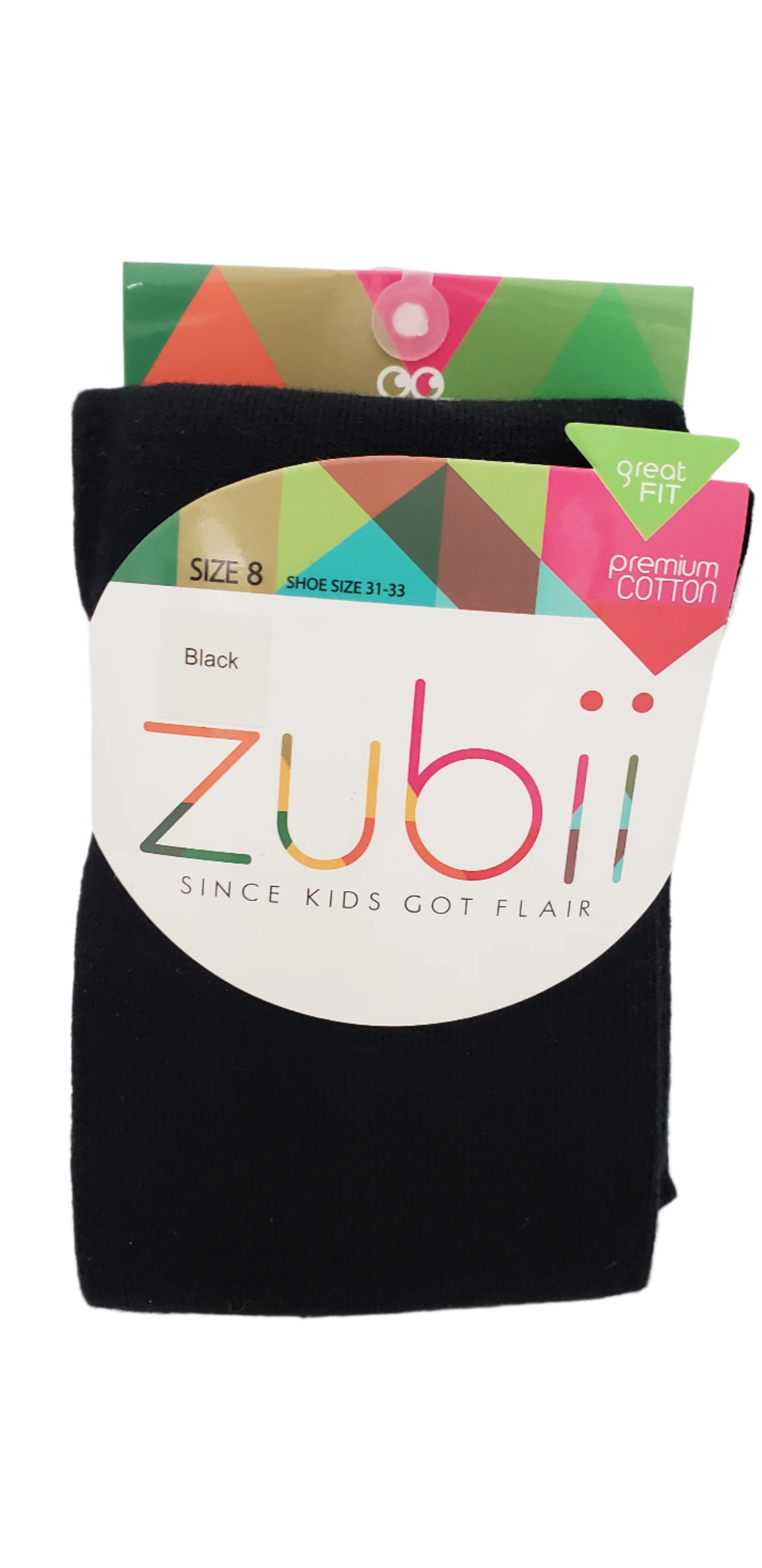 Zubii Girls Flat Tights Cotton Flat Tights BLACK