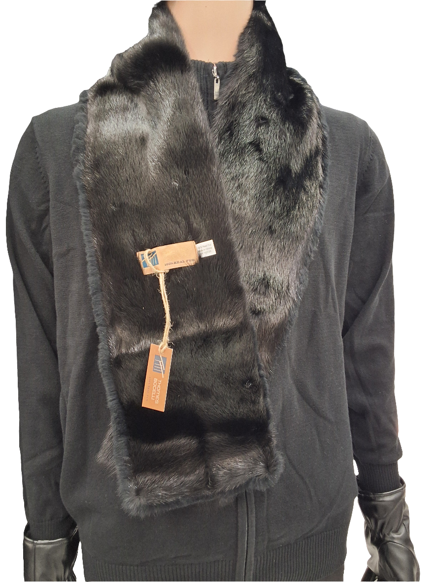 REAL MINK FUR BLACK SCARF 1112