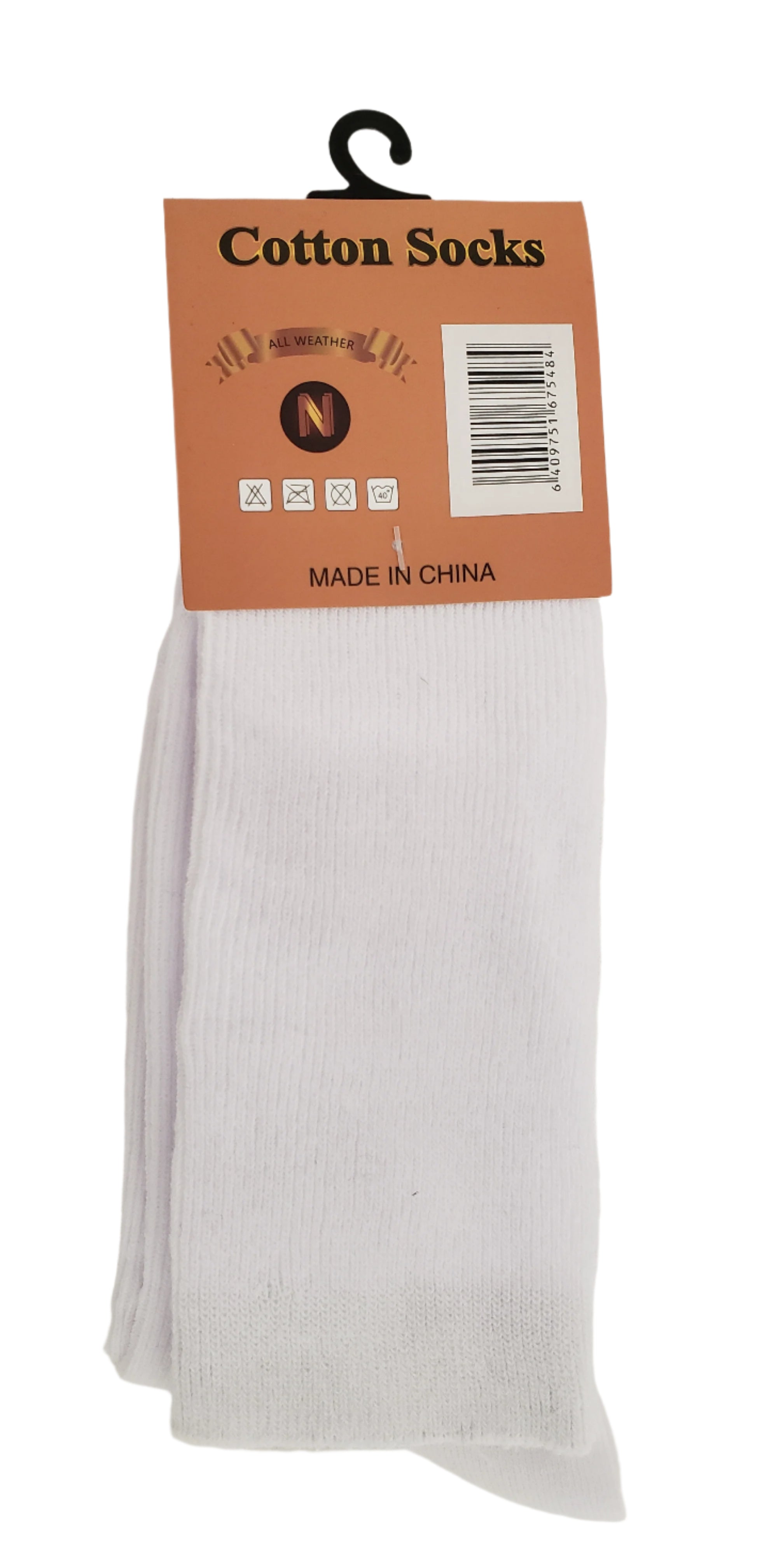 LONG MENS WHITE SOCKS 100% COTTON ONE SIZE