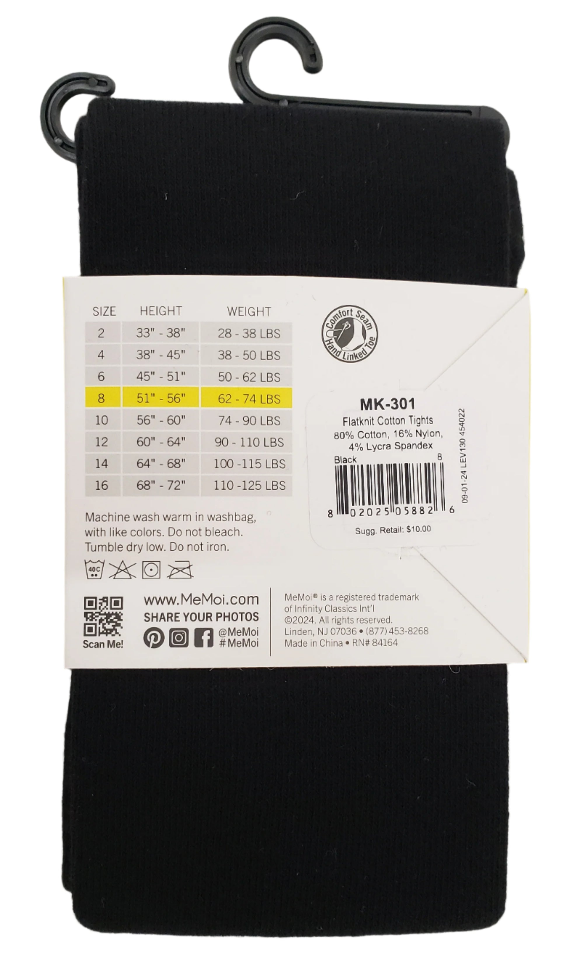 Memoi Girls Flat Tights Cotton Flat Sweater Tights Black MK-301
