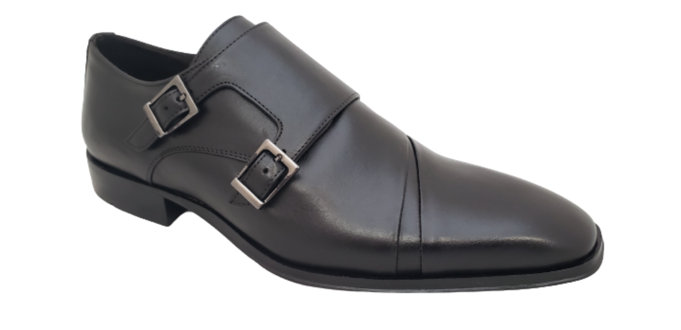 ALFREDO MEN'S BLACK DOUBLE BUCKLE SHOE 21996