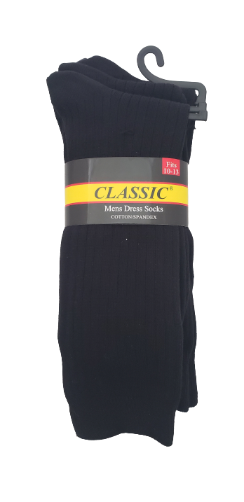 Mens Classic Black Socks #180 3/P