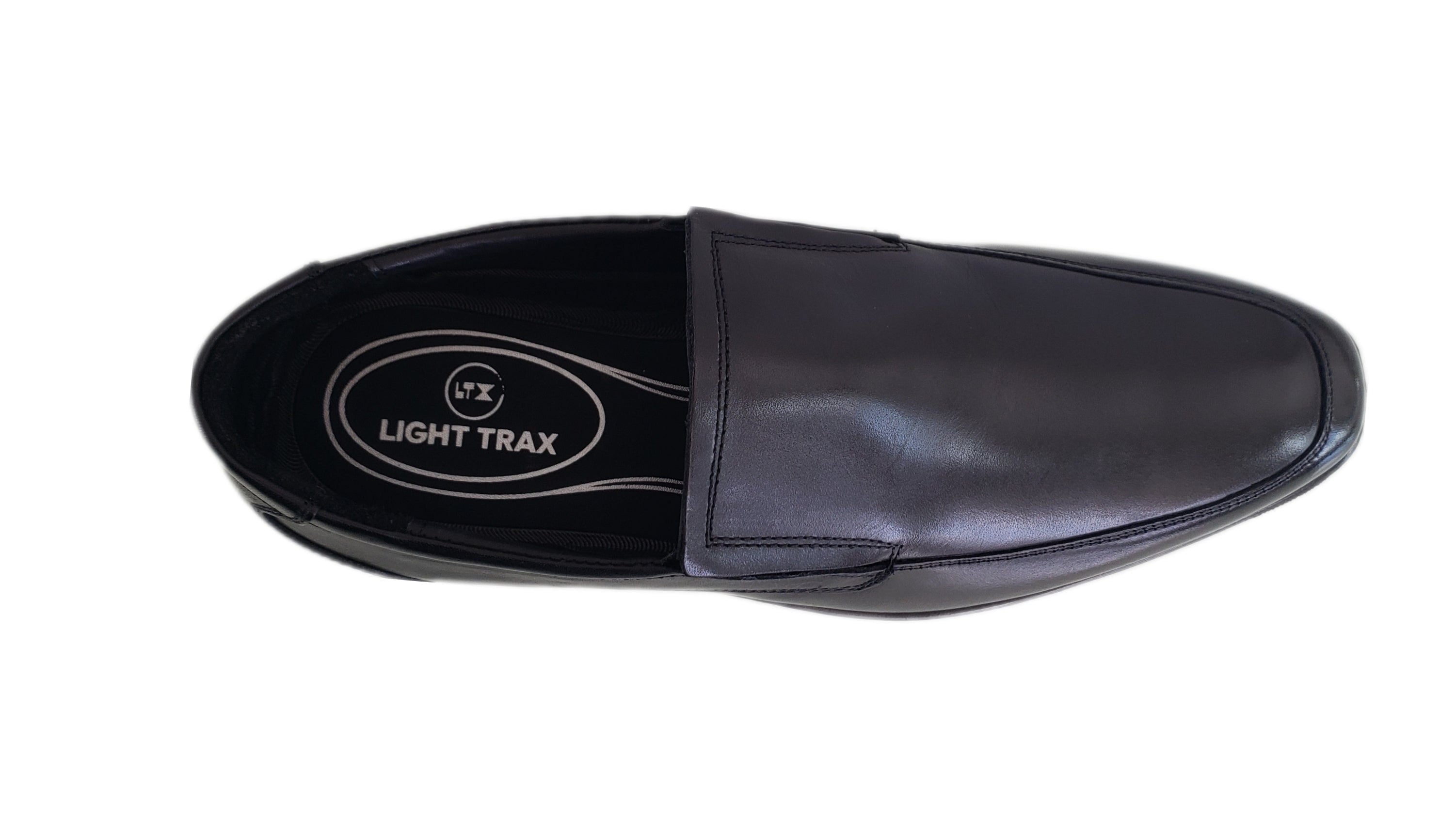 LIGHT TRAX MEN'S BLACK LEATHER SLIP ON SHOES - 64102